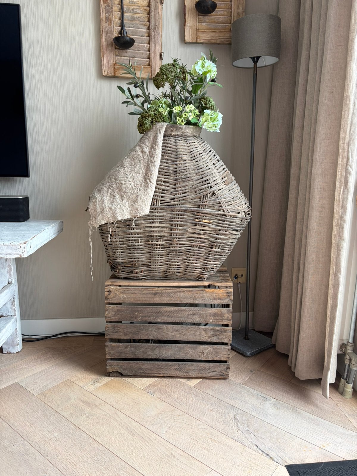 Oude leemmand xxl, Ophalen of Verzenden, Zo goed als nieuw, Rond, Riet