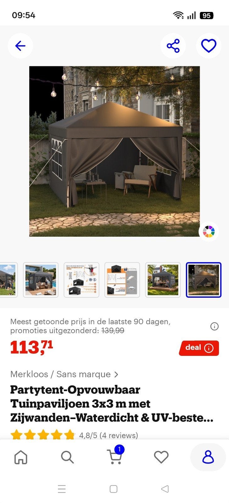 tuin paviljoen kliksysteem zgn, Tuin en Terras, Partytenten, Ophalen, Nieuw, Minder dan 5 meter, Paviljoen