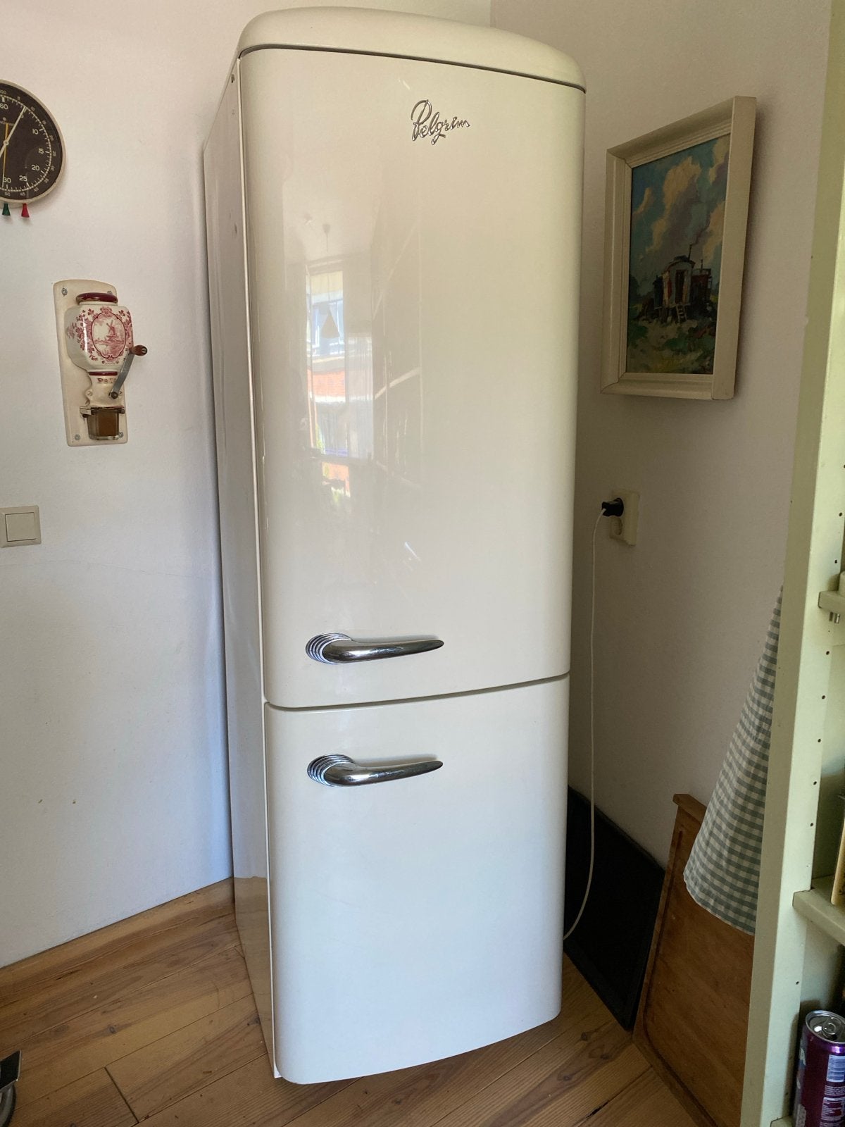 Pelgrim Retro Koelkast met Vriezer - Crème Wit, Witgoed en Apparatuur, Koelkasten en IJskasten, Ophalen, Gebruikt, 200 liter of meer
