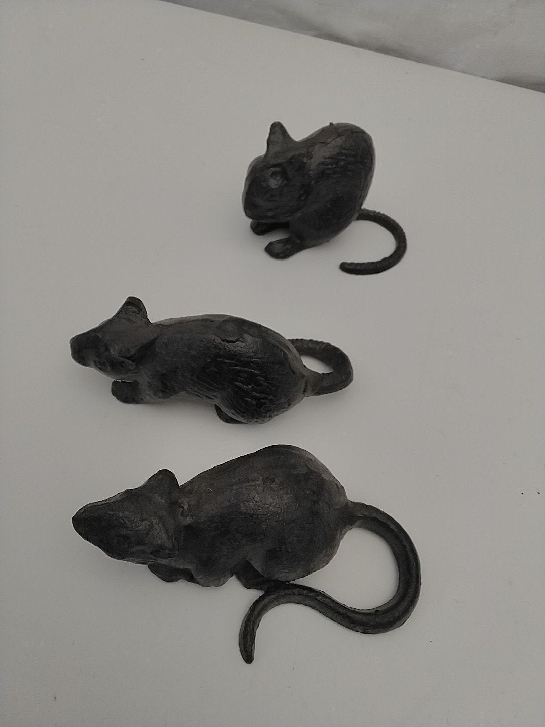 Set van 3 gietijzeren muizen - decoratieve beeldjes, Ophalen of Verzenden