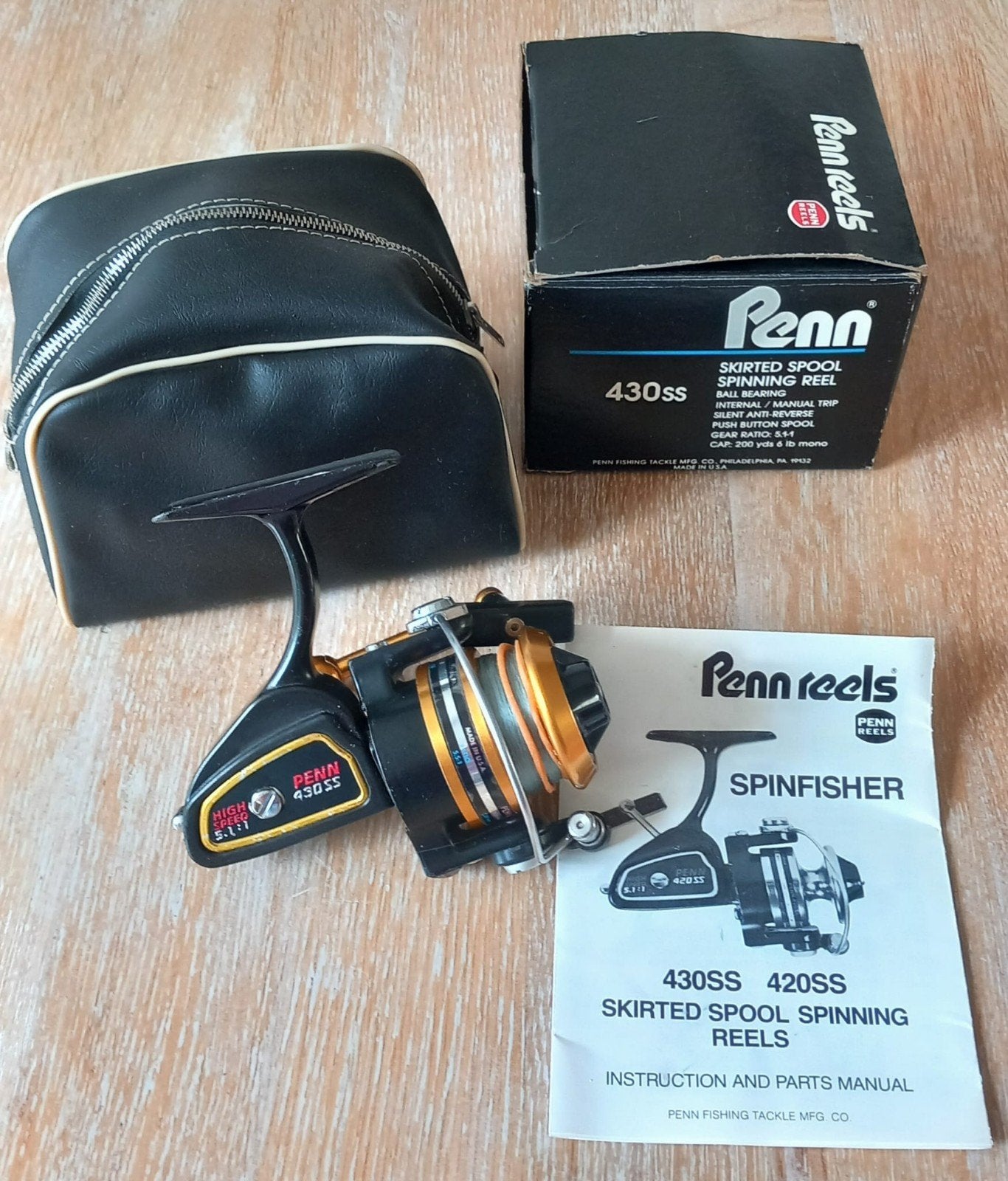 Vintage Penn Spinfisher 430SS Werpmolen - Compleet in Doos, Ophalen of Verzenden, Zo goed als nieuw, Molen