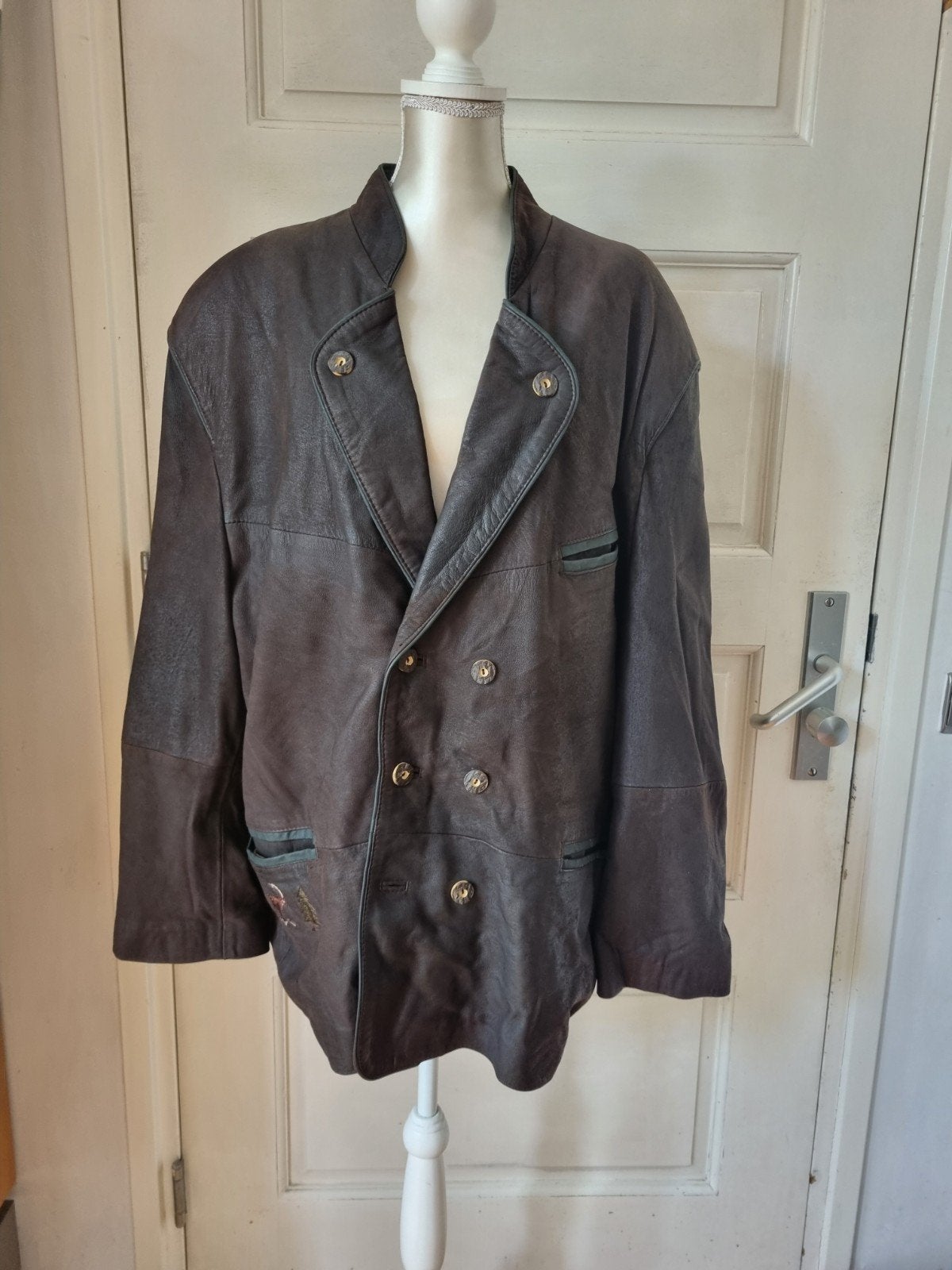 Leren heren oktoberfeest jas mt 56 (28) trachten bruin groen, Maat 56/58 (XL), Ophalen of Verzenden, Kleding, Overige thema's