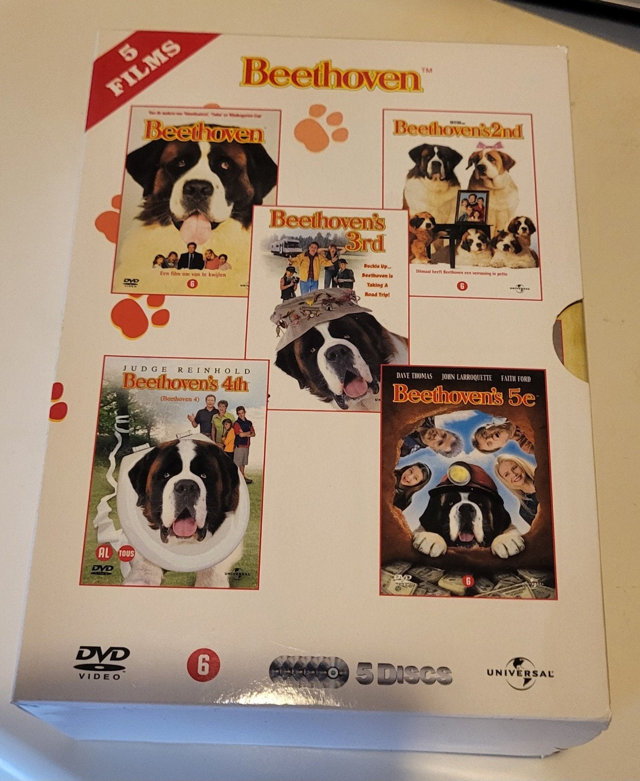 Beethoven 1 t/m 5 - De complete filmcollectie op DVD, Ophalen, Alle leeftijden, Nederlands, Overige genres