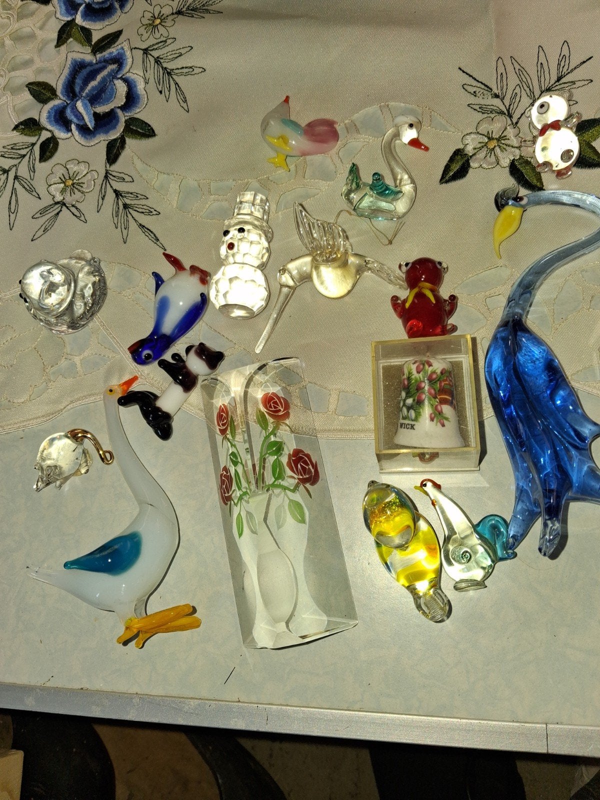 Collectie van glazen beeldjes en decoraties, Antiek en Kunst, Antiek | Glas en Kristal, Ophalen of Verzenden