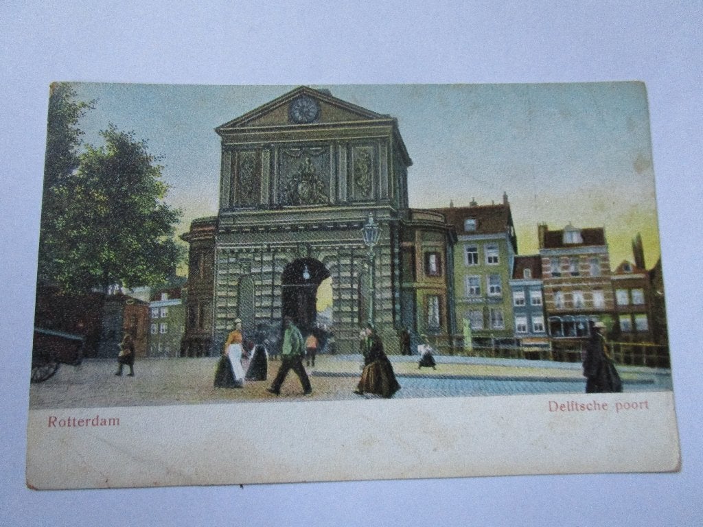 Ansichtkaart Rotterdam - Delftsche poort, Verzenden, Voor 1920, Ongelopen, Zuid-Holland