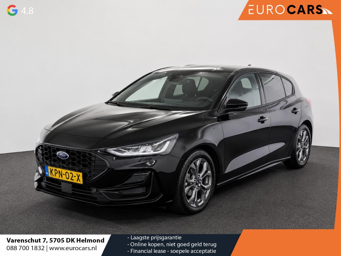 Ford Focus 1.0 EcoBoost Hybrid 155pk Automaat ST Line Naviga, Stof, 1337 kg, Zwart, Bedrijf