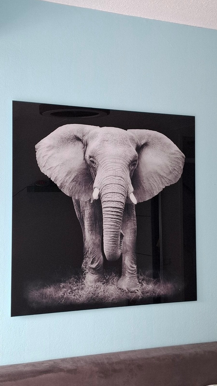 Afbeelding olifant glas, Ophalen, Zo goed als nieuw, 75 tot 100 cm, Foto of Poster