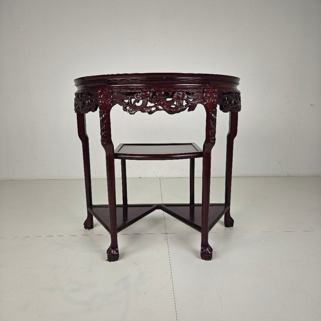 Vintage Chinese hardhouten sidetable met marmeren blad, Ophalen of Verzenden