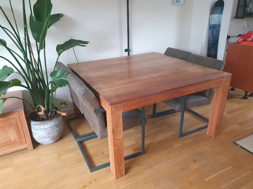 Eettafel Vierkant Teak, Ophalen, Gebruikt, Vijf personen of meer, Teak
