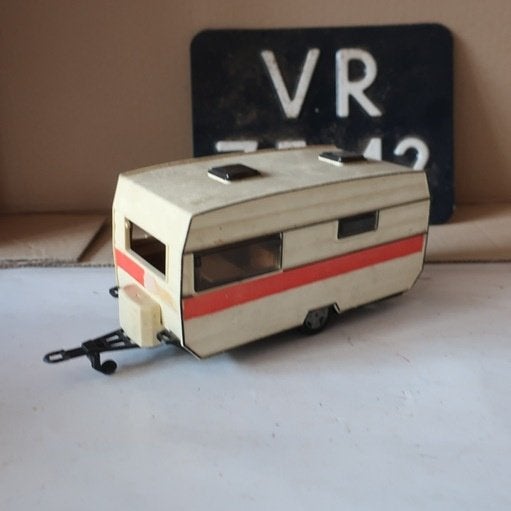 Caravan creme rood 1:25 Mebetoys Mattel origineel, Verzenden, Gebruikt, Overige typen, Overige merken