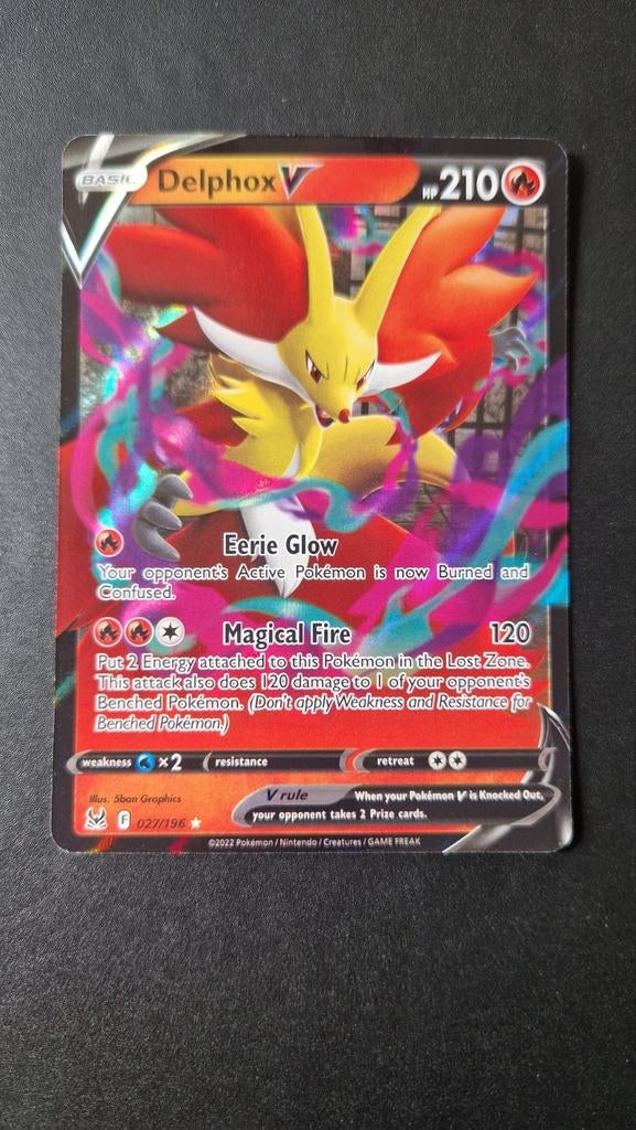 Delphox V 027/196 Lost Origin Pokemon, Ophalen of Verzenden, Zo goed als nieuw, Losse kaart