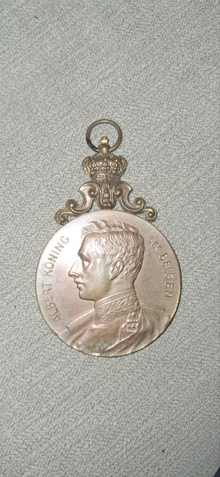 WOI Medaille Albert I (1914) - Eereprijs Moerbeke, Verzamelen, Ophalen of Verzenden