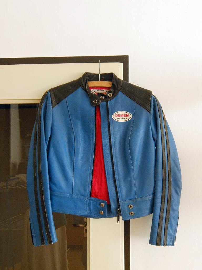 Dames Motorjas Retro Vintage Leer – Maat S, Ophalen of Verzenden, Gedragen, Maat 36 (S), Blauw