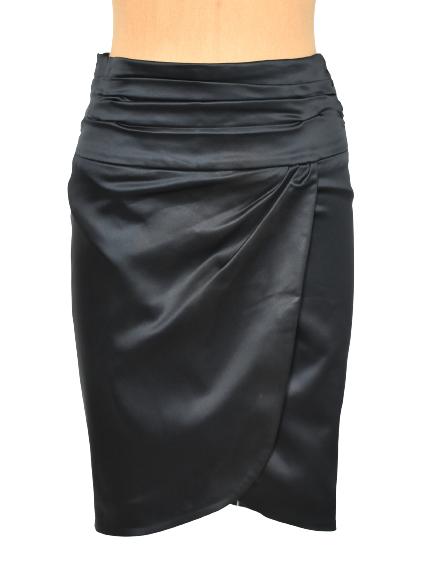 Reiss rokje, satijn, sexy overslag rok, satin, zwart, Mt. S, Reiss, Verzenden, Zwart, Zo goed als nieuw