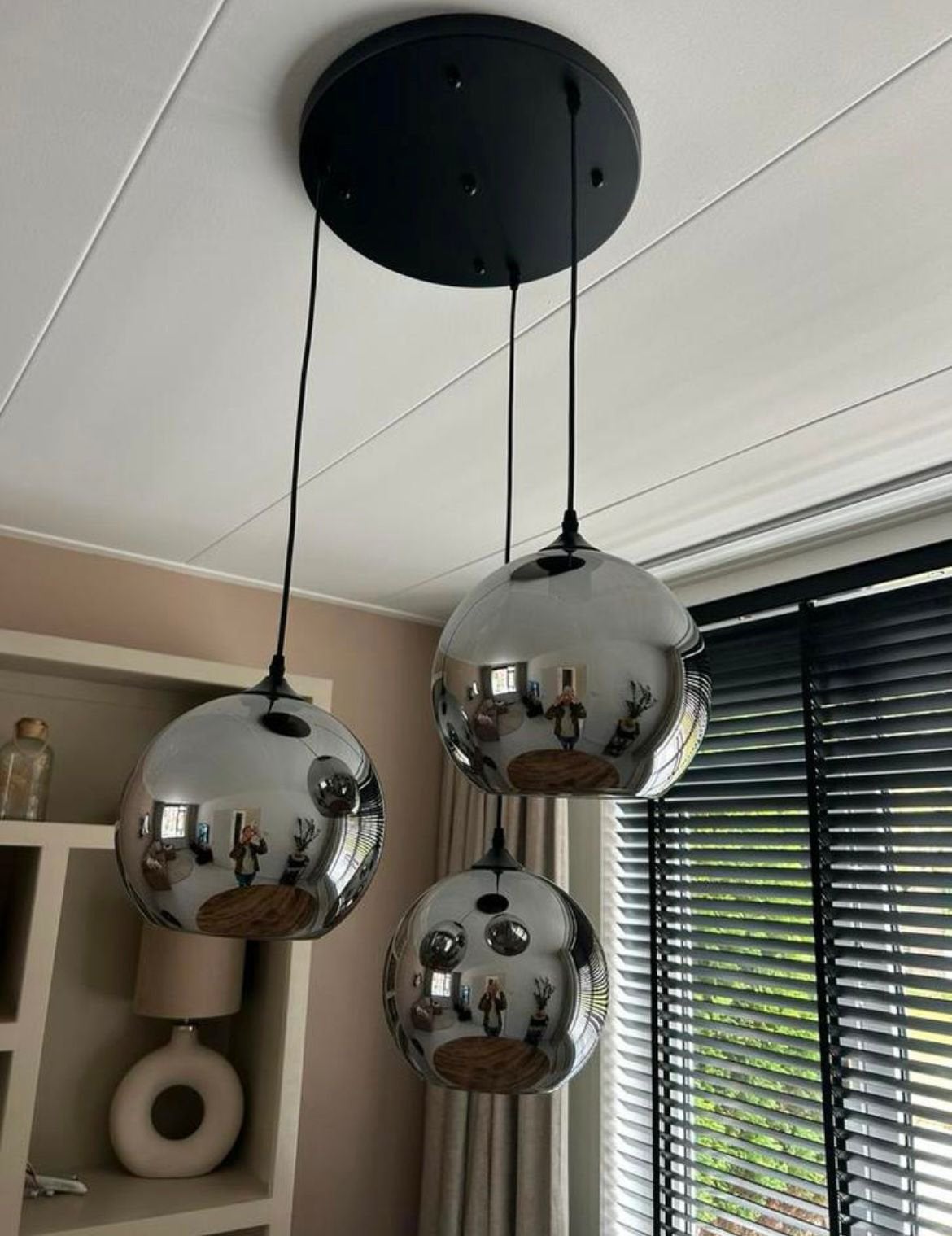 Hanglamp smokey glass, Huis en Inrichting, Lampen | Hanglampen, Ophalen of Verzenden, Nieuw, Glas