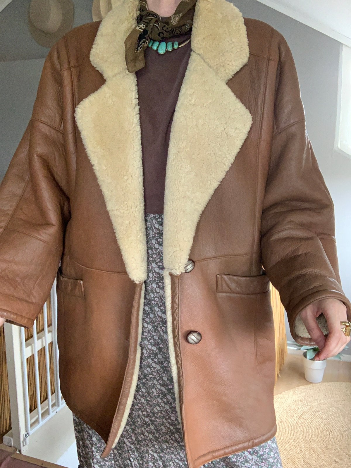 Vintage shearling lammy coat M, Maat 38/40 (M), -, Ophalen of Verzenden, Zo goed als nieuw