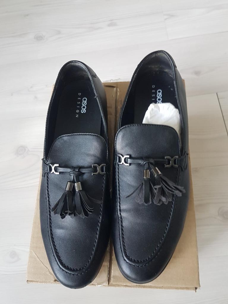 Asos heren zwarte instappers in maat 43, Kleding | Heren, Schoenen, Ophalen of Verzenden, Zo goed als nieuw, Loafers