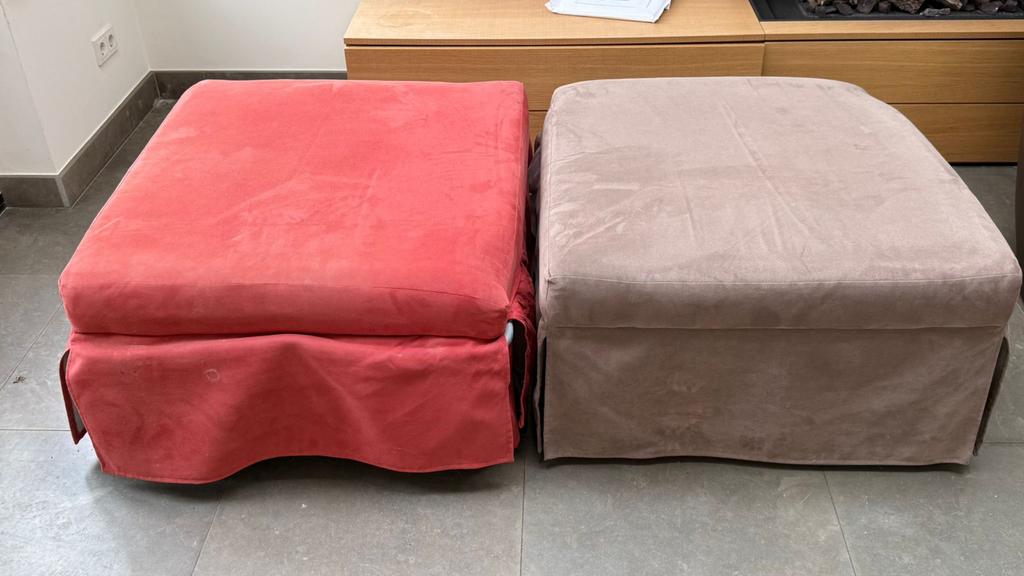 Set van 2 poefs, uitklapbaar als logeerbed, Ophalen, Gebruikt, 90 cm, Eenpersoons