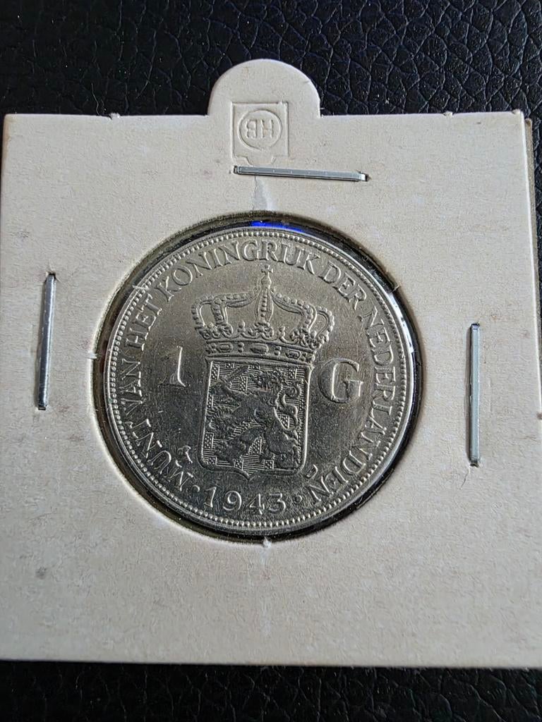 Zilveren gulden uit 1943, Postzegels en Munten, Munten | Nederland, Ophalen of Verzenden, Koningin Wilhelmina, 1 gulden