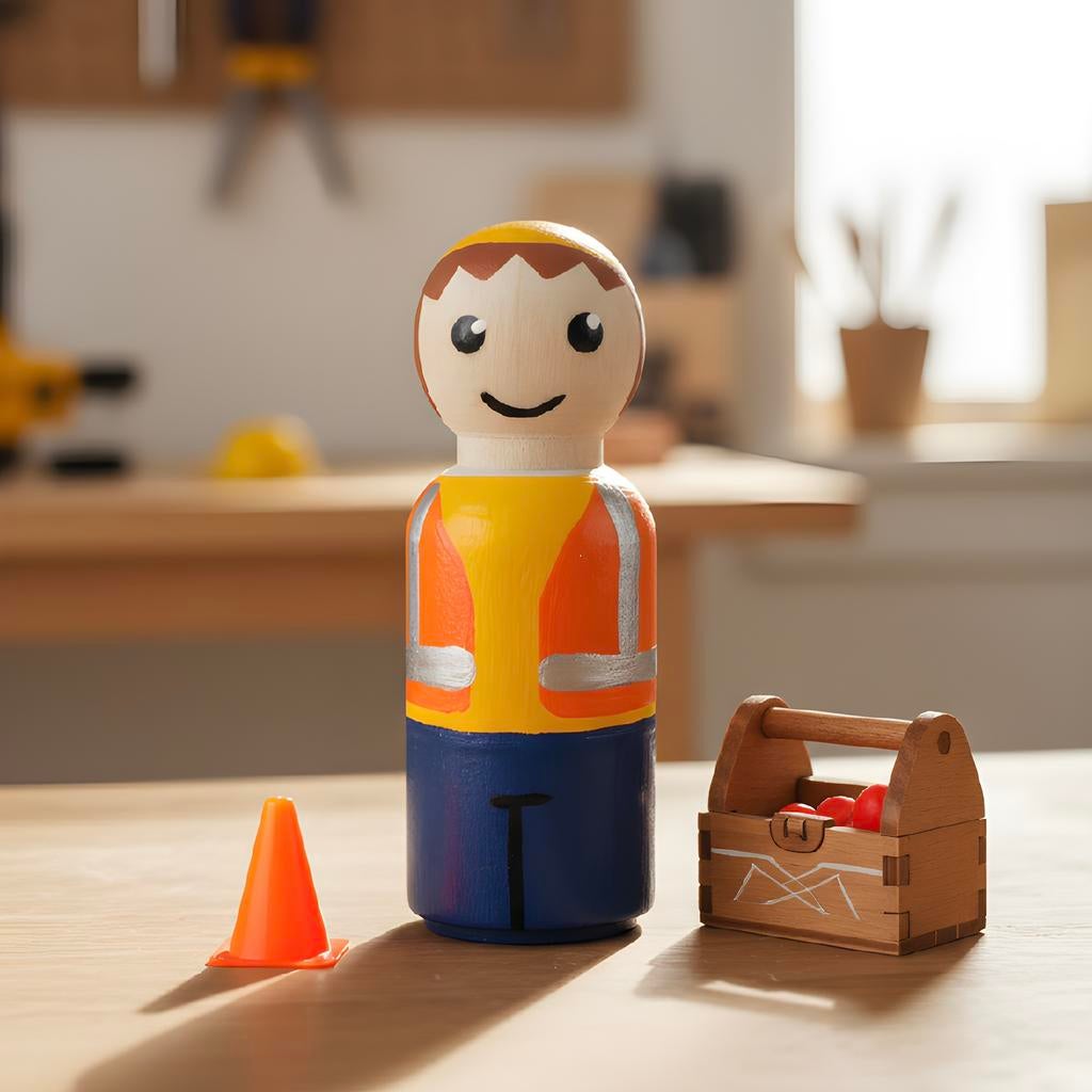 Houten Bouwvakker pegdoll, Ophalen of Verzenden, Nieuw, Overige typen