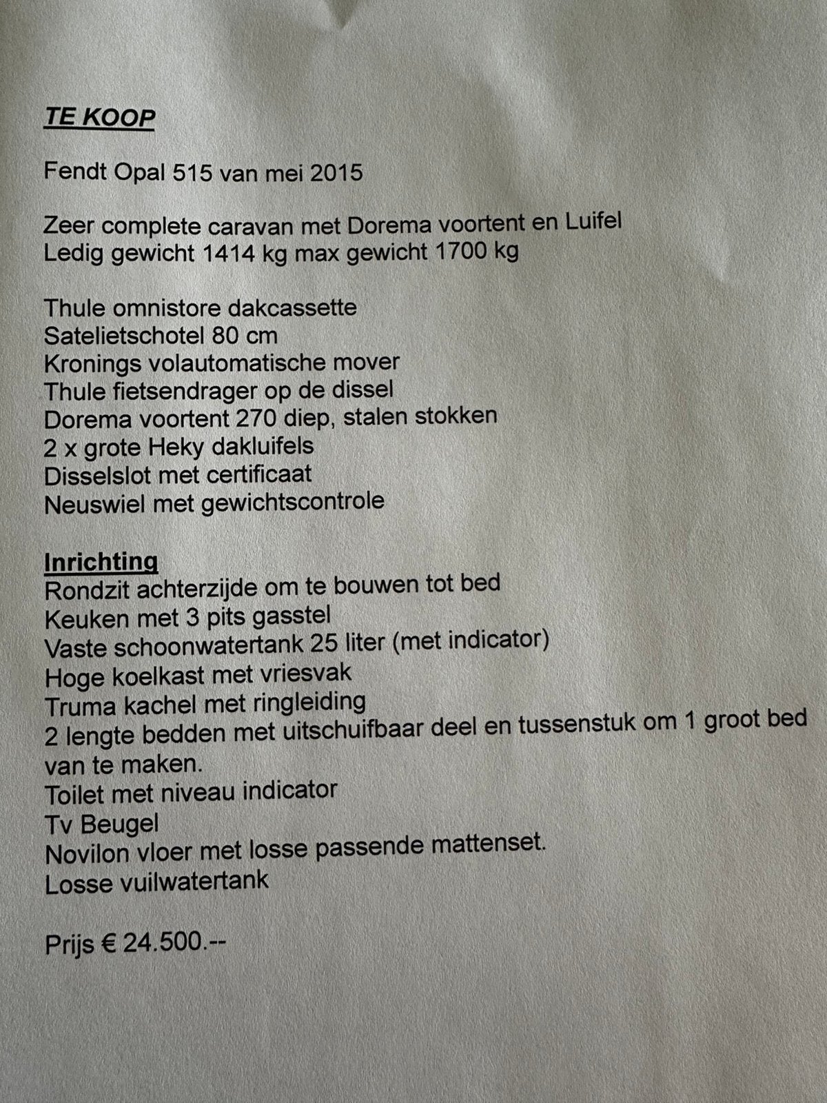 Te koop Fendt Opal 515, Caravans en Kamperen, Mover, Rondzit, Particulier, Fendt