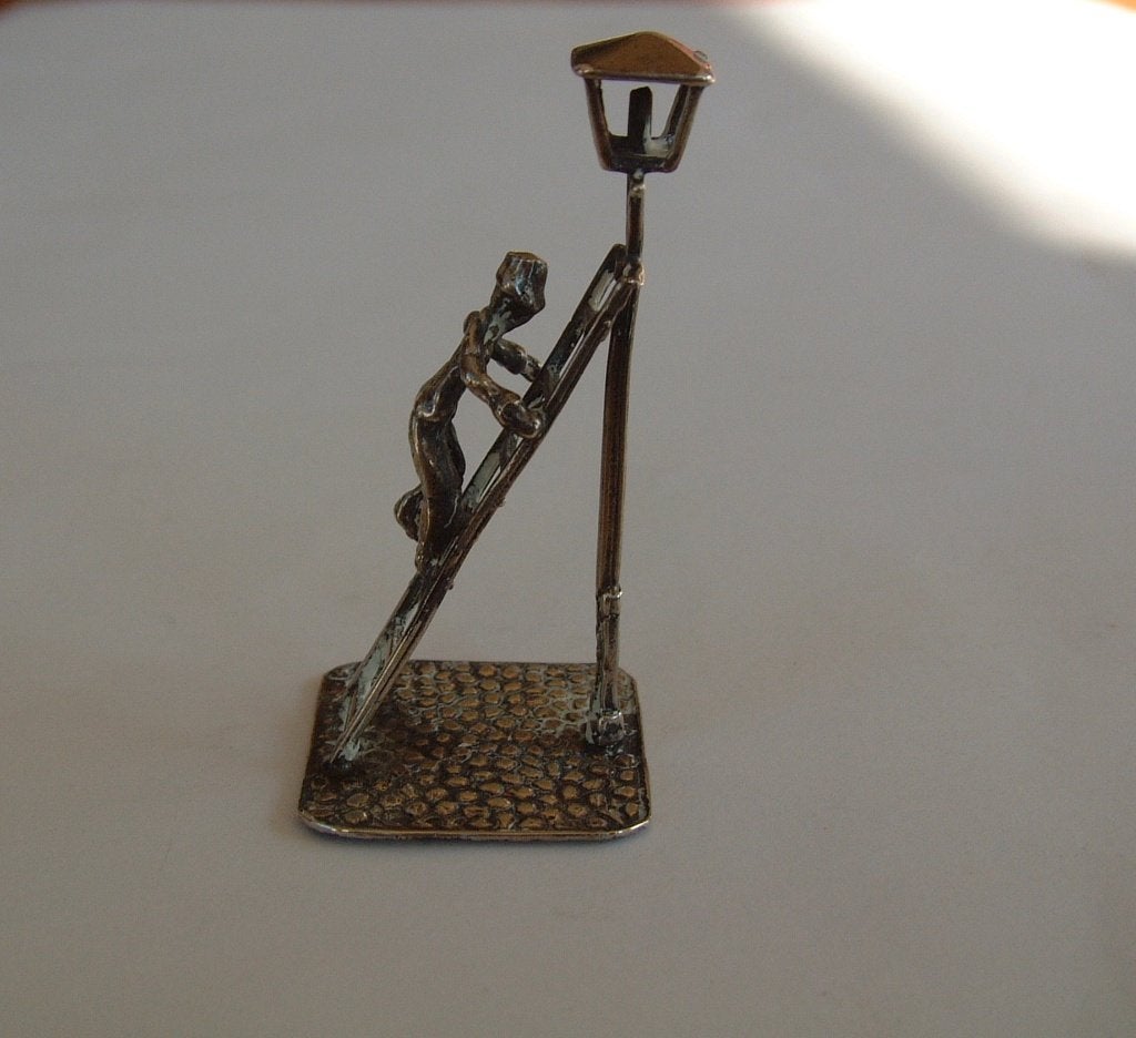 zilver zilveren miniatuur lantaarnopsteker, Ophalen of Verzenden, Zo goed als nieuw
