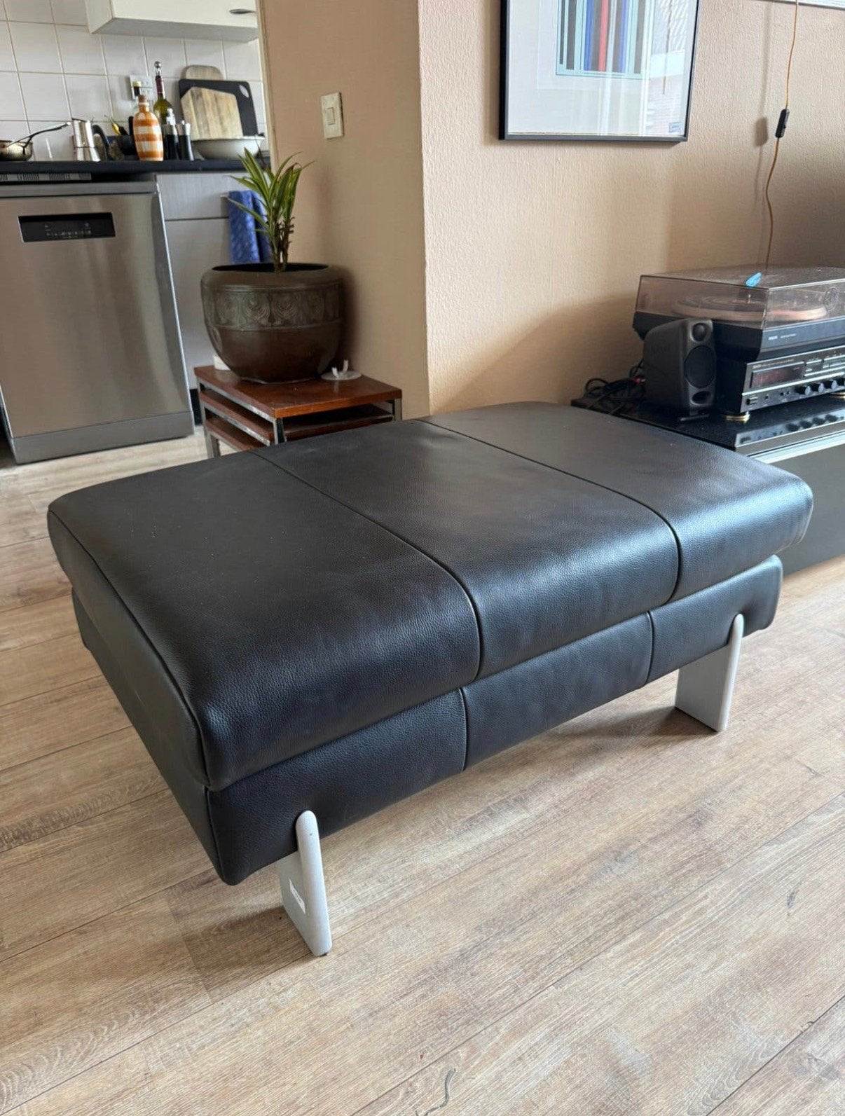 Rolf Benz hocker, Eenpersoons, Minder dan 75 cm, Leer, Ophalen of Verzenden