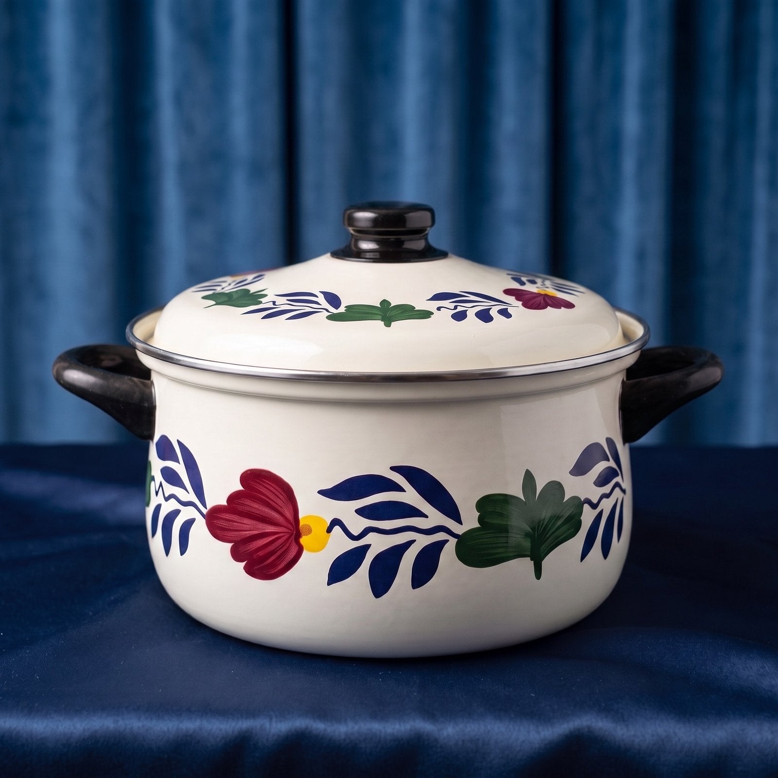 Zee mooie boerenbont kookpan 21cm doorsnede, Ophalen of Verzenden