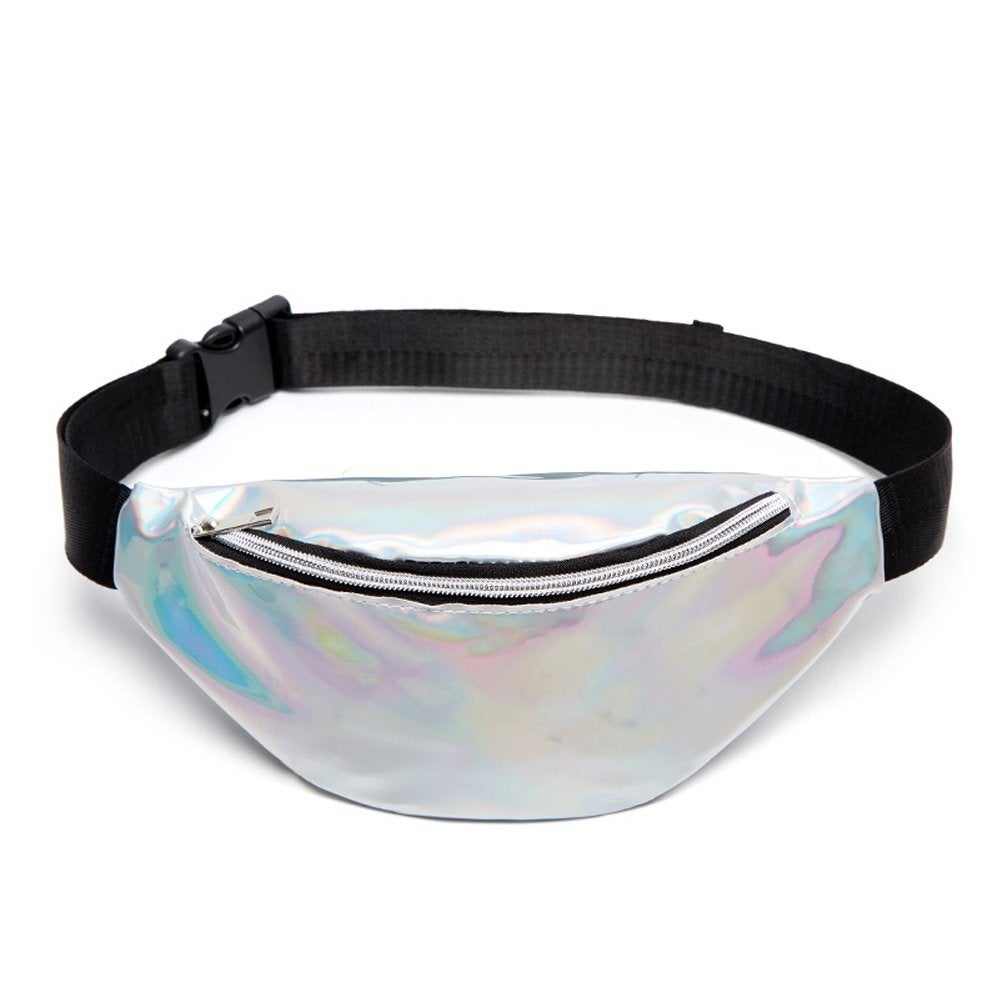 Holografische heuptas fanny pack zilver zijdeglans, Ophalen of Verzenden, Zo goed als nieuw, Zilver