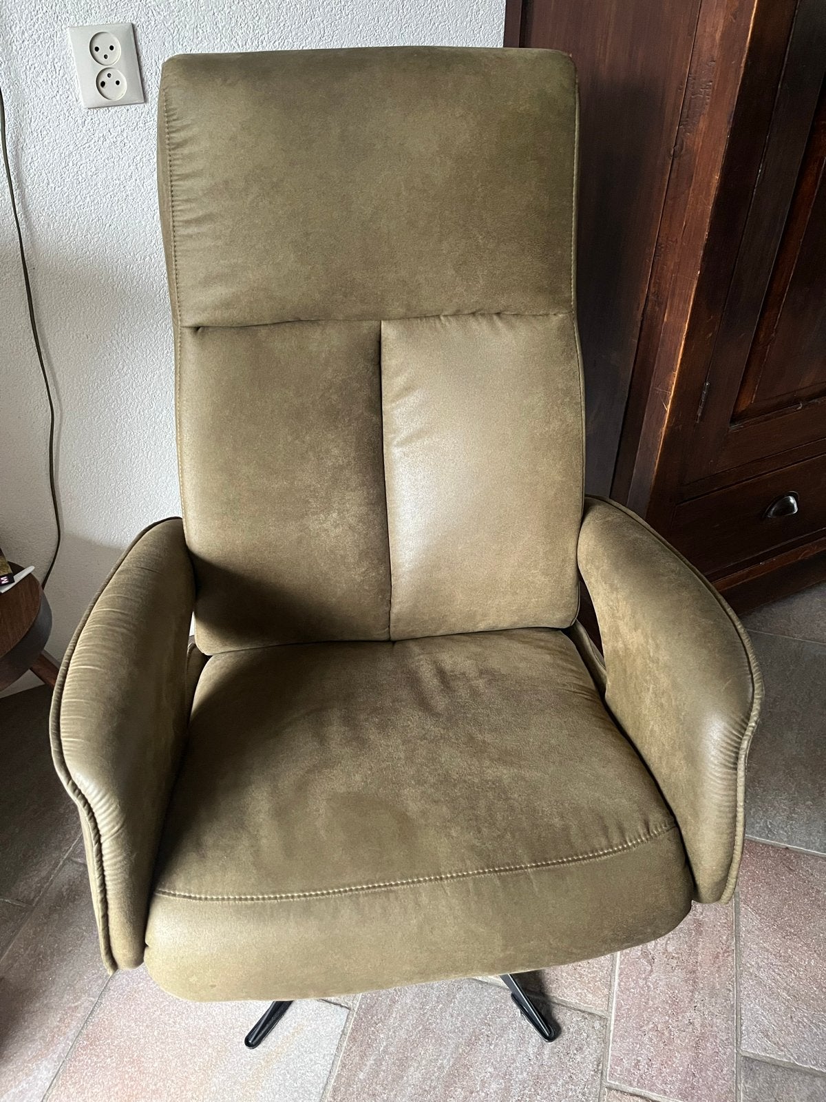 Comfortabele draaibare fauteuil - Olijfgroen, Ophalen, Overige kleuren, Zo goed als nieuw, Eén