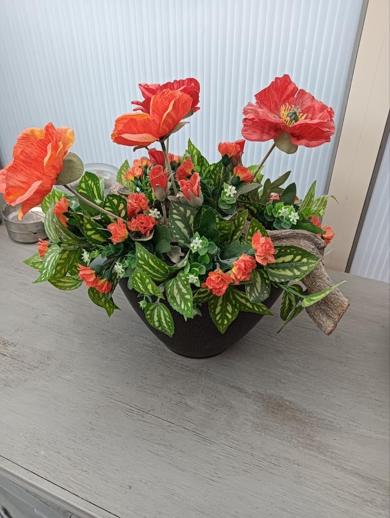 Bloemstuk met klaprozen, Ophalen, Zo goed als nieuw