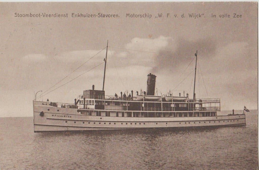 1930 stoomboot veerdienst enkhuizen stavoren m.s v d wijck, Ophalen of Verzenden, 1920 tot 1940, Gelopen, Voertuig