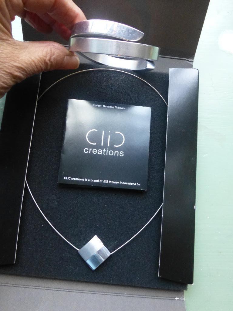 CLIC Creations Armband en Collier mat en glans Alluminium, Verzenden, Nieuw, Zilver, Zilver