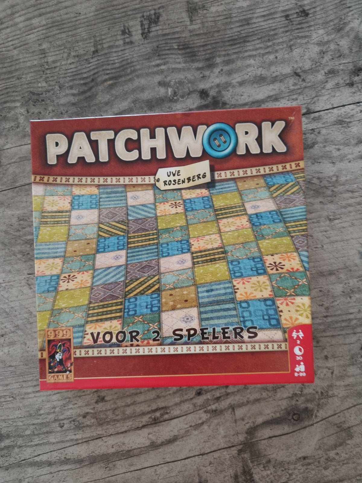 Patchwork bordspel van Uwe Rosenberg, Een of twee spelers, Ophalen of Verzenden, Zo goed als nieuw, 999 Games