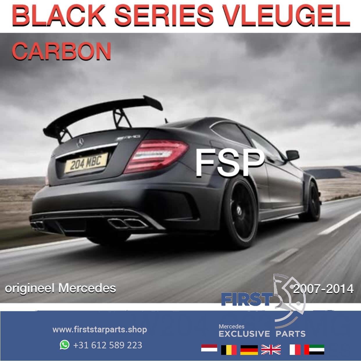 W205 C204 C63 AMG BLACK SERIES VLEUGEL CARBON SPOILER 2007-2, Gebruikt, Ophalen of Verzenden, Achter, -