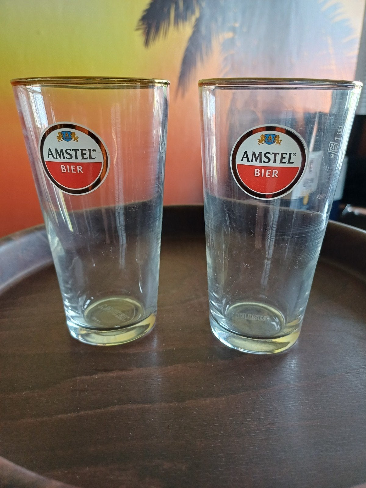 Amstel Bierglazen - Set van 2, Ophalen of Verzenden, Gebruikt, Glas