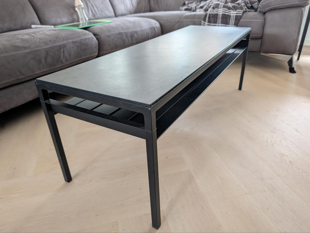 Set Nyboda omkeerbare salontafel + bijzettafel - Zwart/Grijs, Huis en Inrichting, Tafels | Salontafels, Ophalen, Gebruikt, 100 tot 150 cm