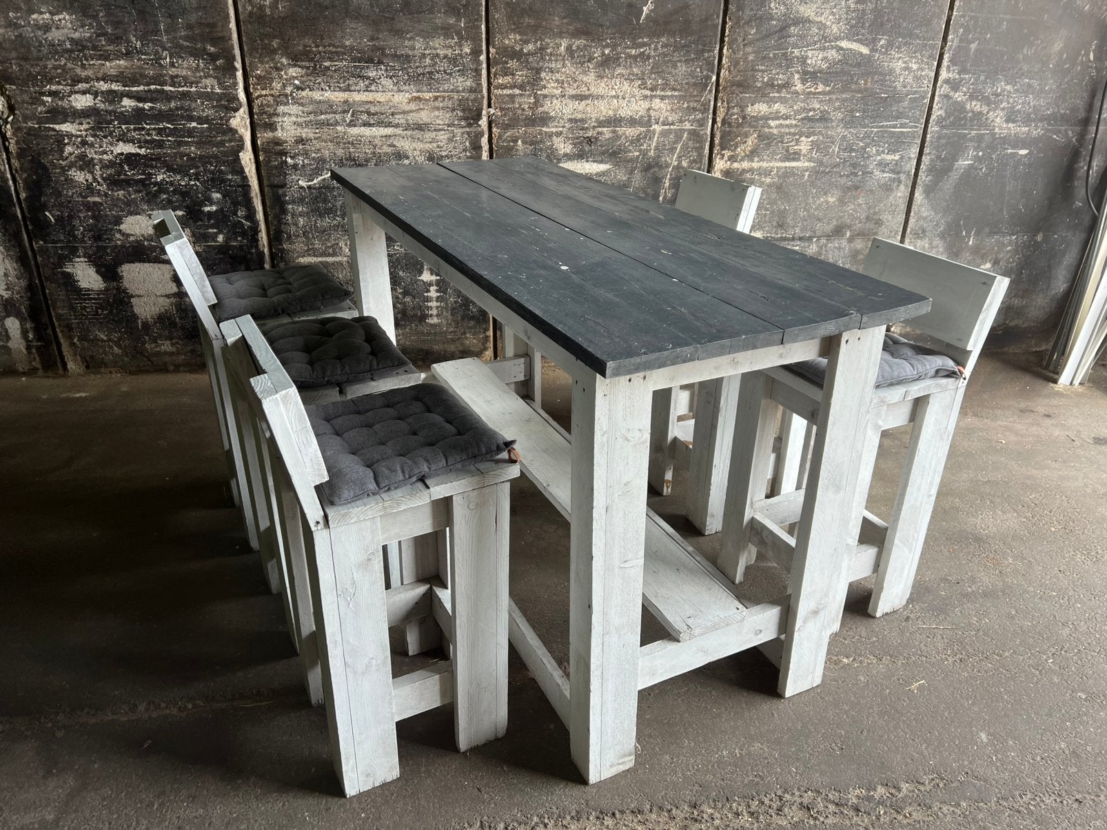 Bar eettafel hoog incl. 6x barkruk stoel 192x79x110cm BxDXH, Ophalen, Gebruikt, Inclusief barstoelen
