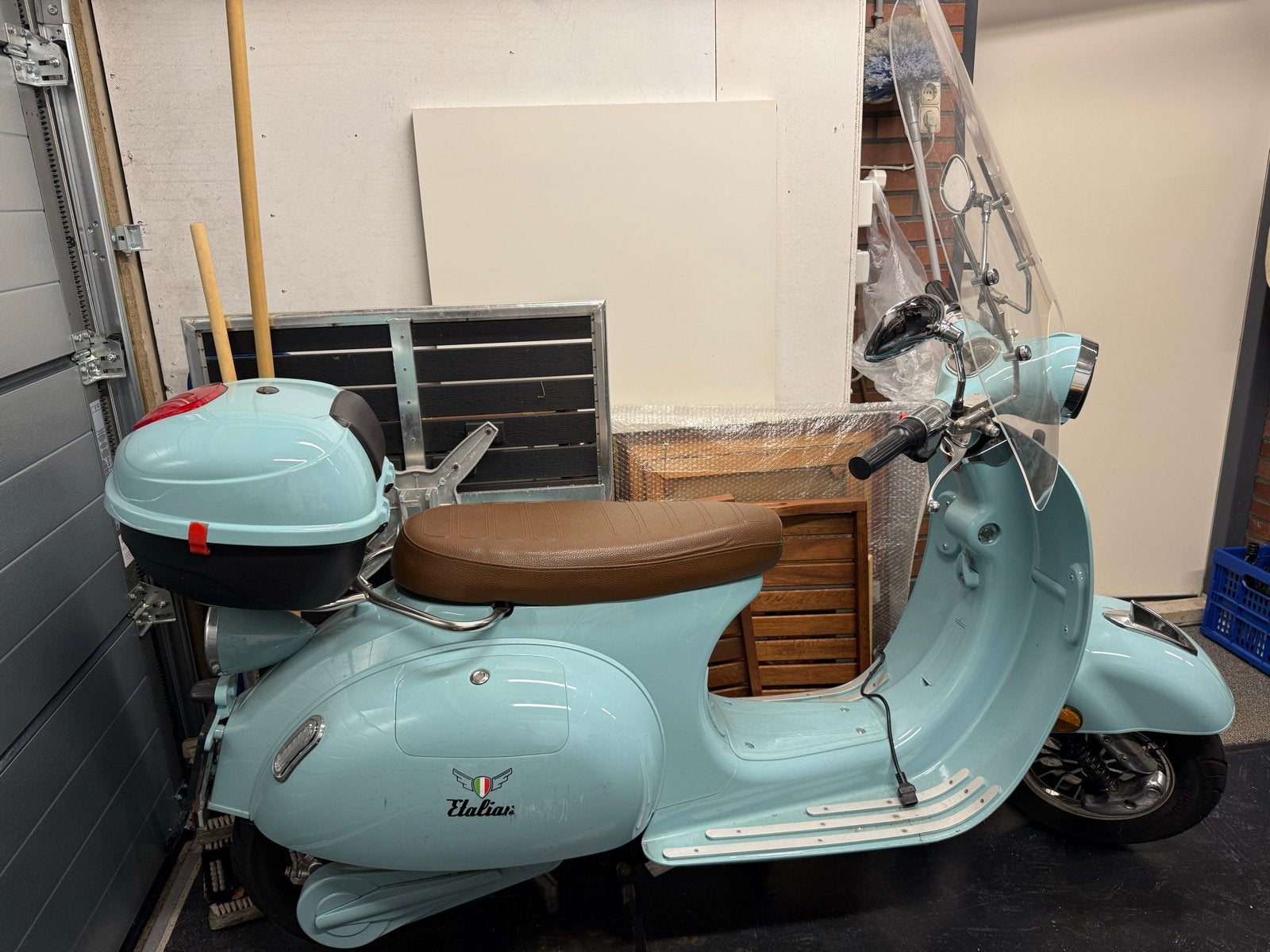 E-scooter Etalian Retro 2021 - Lichtblauw 25km, Ophalen, Overige modellen, Elektrisch, Zo goed als nieuw