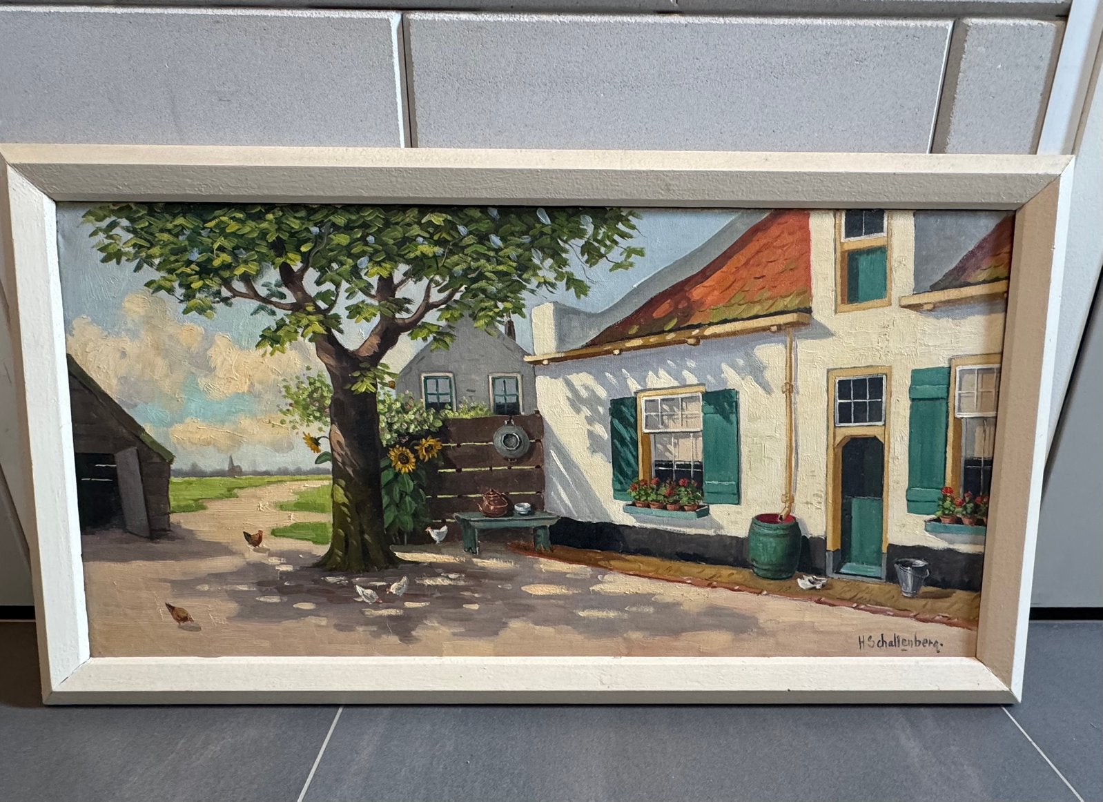 Schilderij Huibert Schallenberg inclusief lijst te koop, Antiek en Kunst, Kunst | Schilderijen | Klassiek, Stads- / dorpsgezicht
