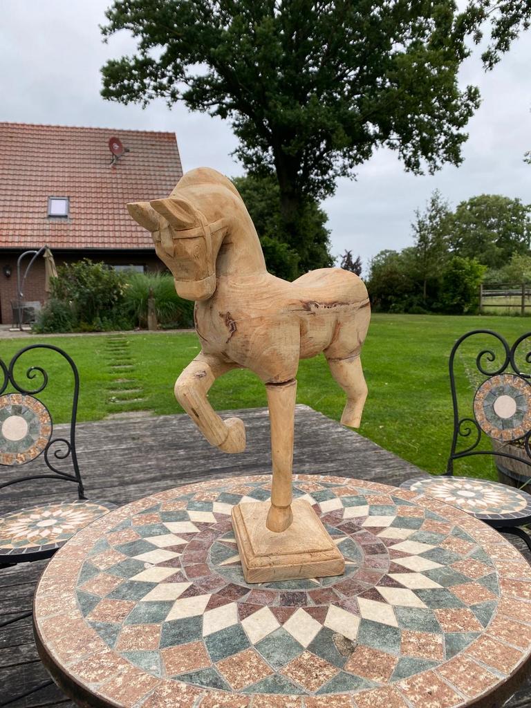 Diverse houten en metalen paardenbeelden, Ophalen, 20 - 50 cm, Beeld, Hout