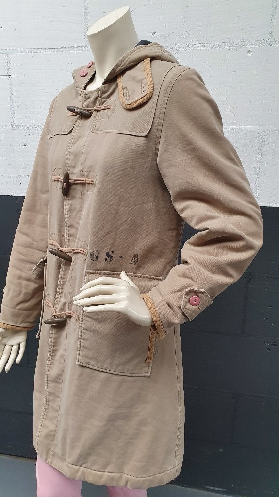 G-Star bruin lange tussenjas, parka met knopen. Mt S. S25, Tweedehands verkoop, Bruin, Ophalen of Verzenden, Tweedehands verkoop