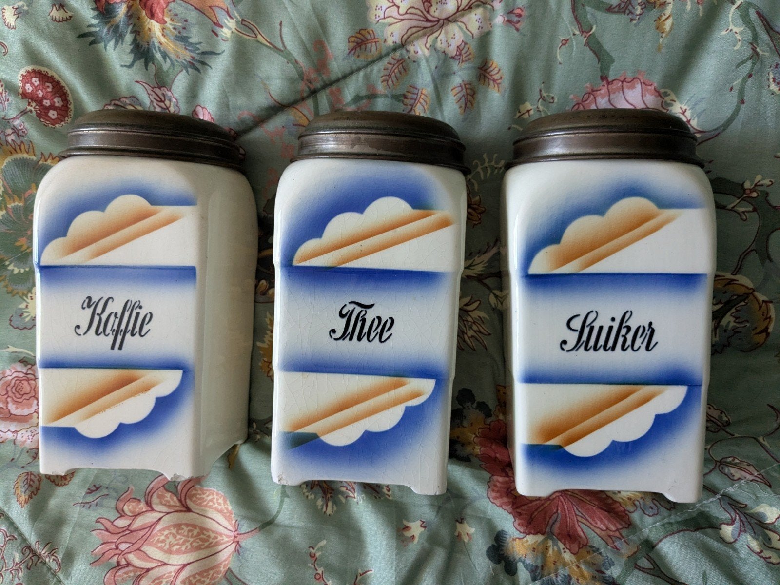 Vintage voorraadpotten set: Koffie, Thee, Suiker, Ophalen of Verzenden