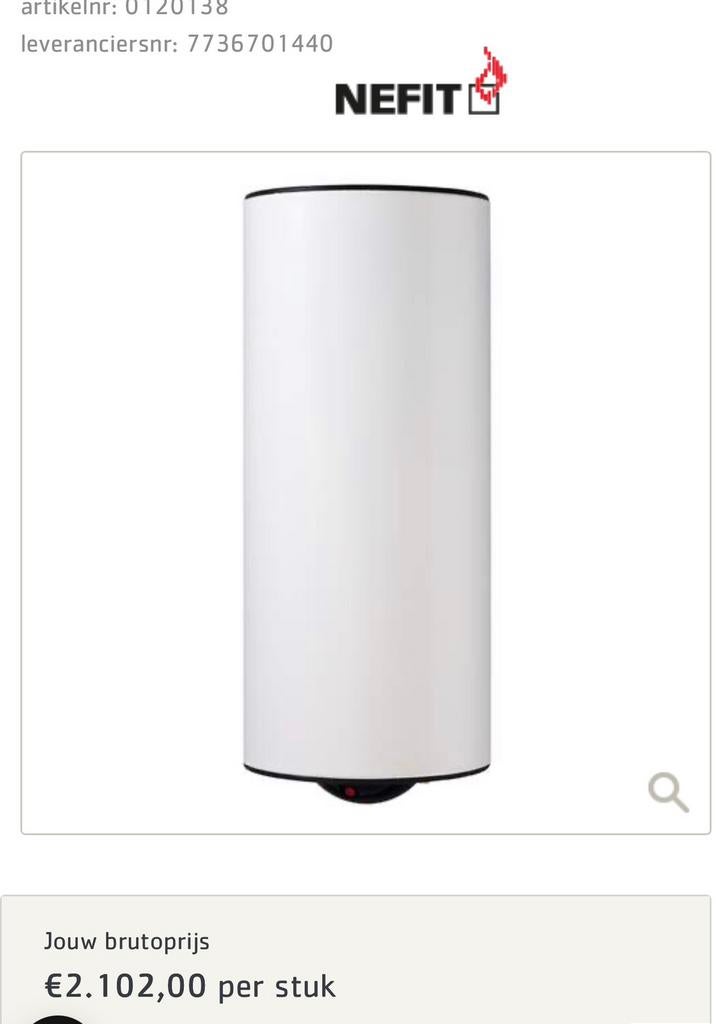 Nefit 120 liter boiler 40 kW  vraagprijs 375€, 100 liter of meer, Ophalen, Zo goed als nieuw, Boiler
