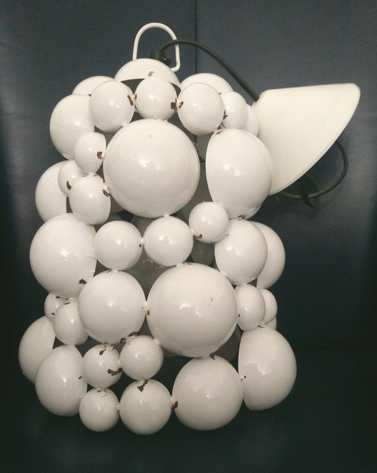 Space Age hanglamp - Bollen Design metaal wit 27 cm, Metaal, Gebruikt, Space Age, Vintage, Retro, E27 (groot)