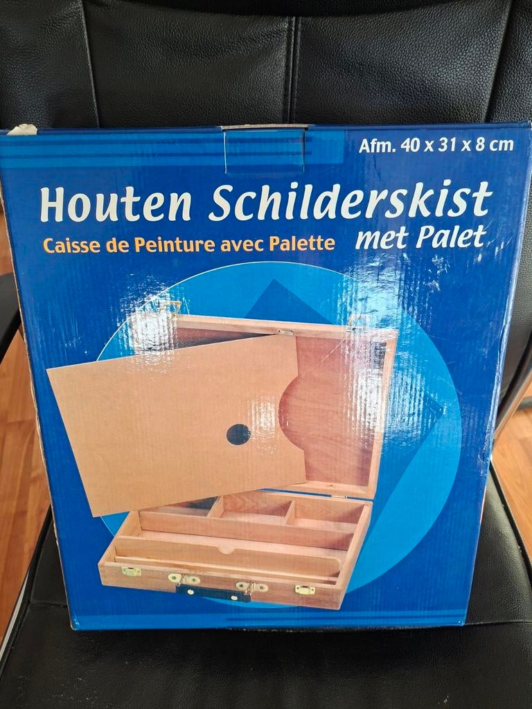 Houten Schilderskist met Palet, Hobby en Vrije tijd, Schilderen, Verzenden