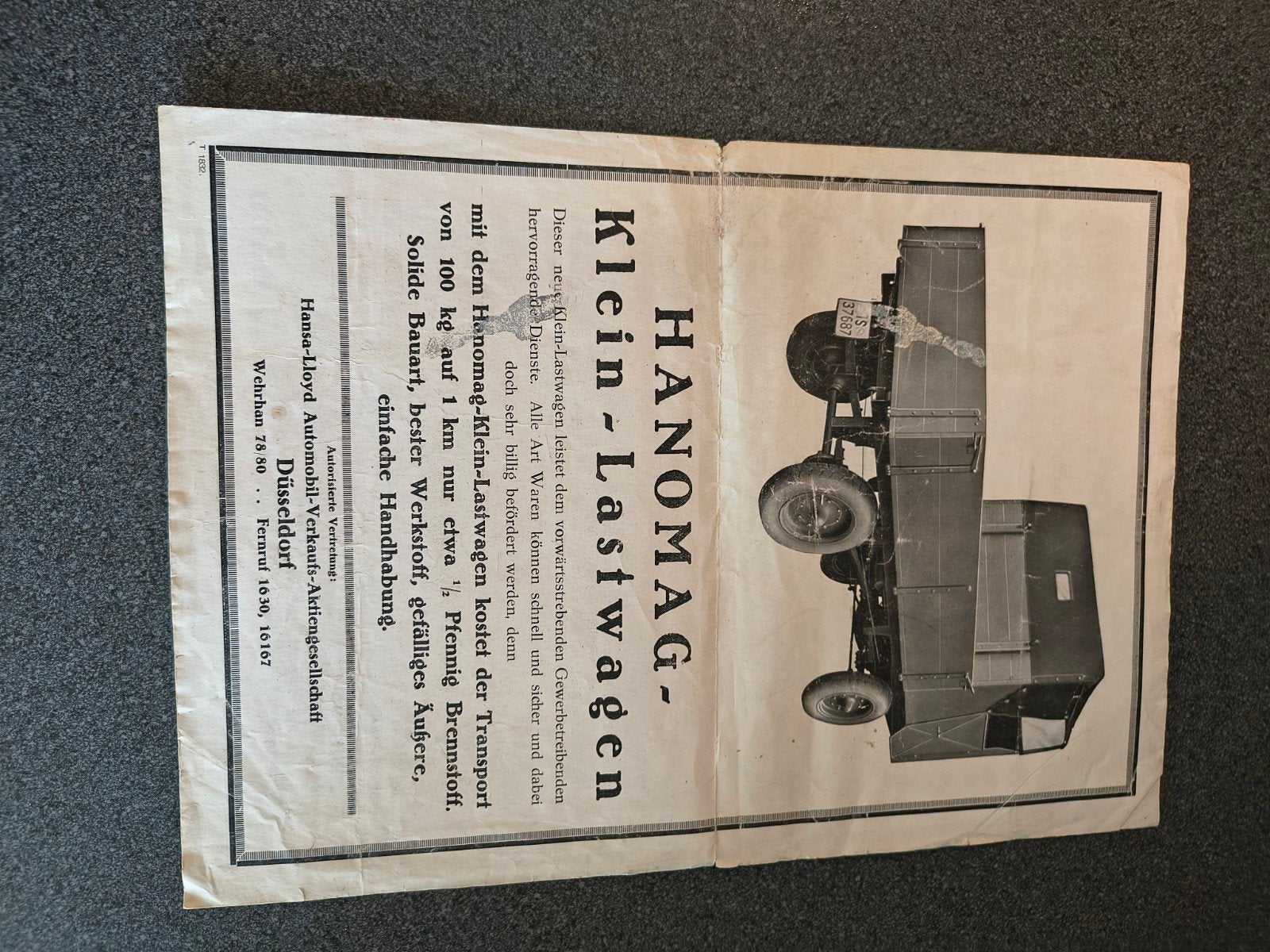Zeldzame Hanomag Klein-Lastwagen brochure (jaren '20), Ophalen of Verzenden