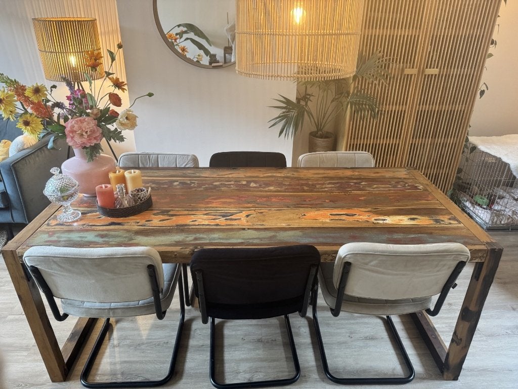 Woonkamertafel Daan Hout, Ophalen, 50 tot 100 cm, Zo goed als nieuw, Vijf personen of meer