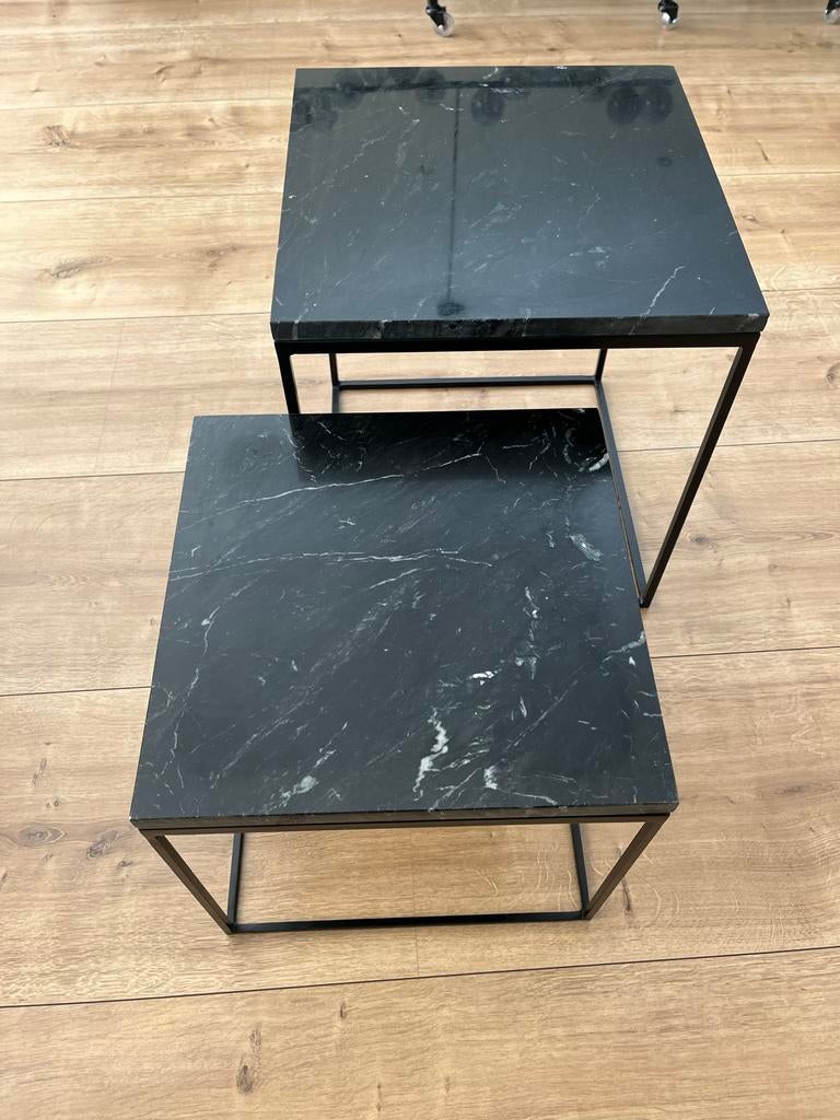 BePureHome Mellow bijzettafel set - Zwart marmerlook, Huis en Inrichting, Tafels | Bijzettafels, Ophalen, Minder dan 45 cm, Minder dan 55 cm