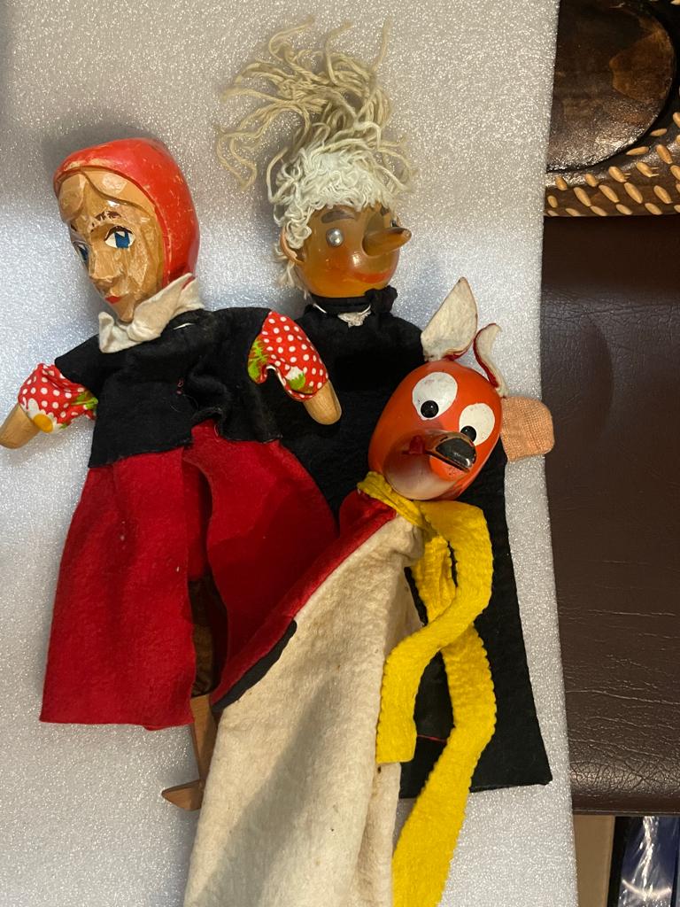 TWEE oude antieke houten poppenkastpoppen, Antiek en Kunst, Ophalen of Verzenden
